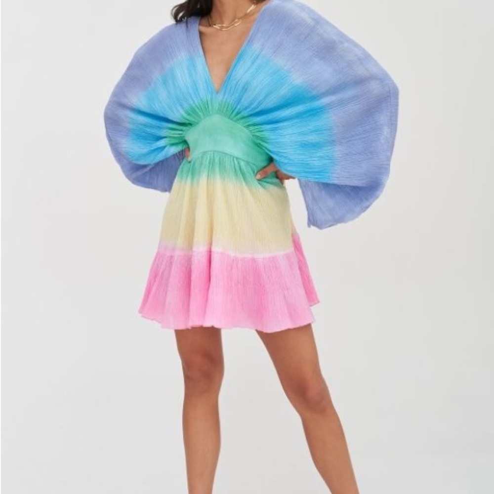 Pitusa Rainbow Ombre Butterfly Mini Crinkle Clara Dress